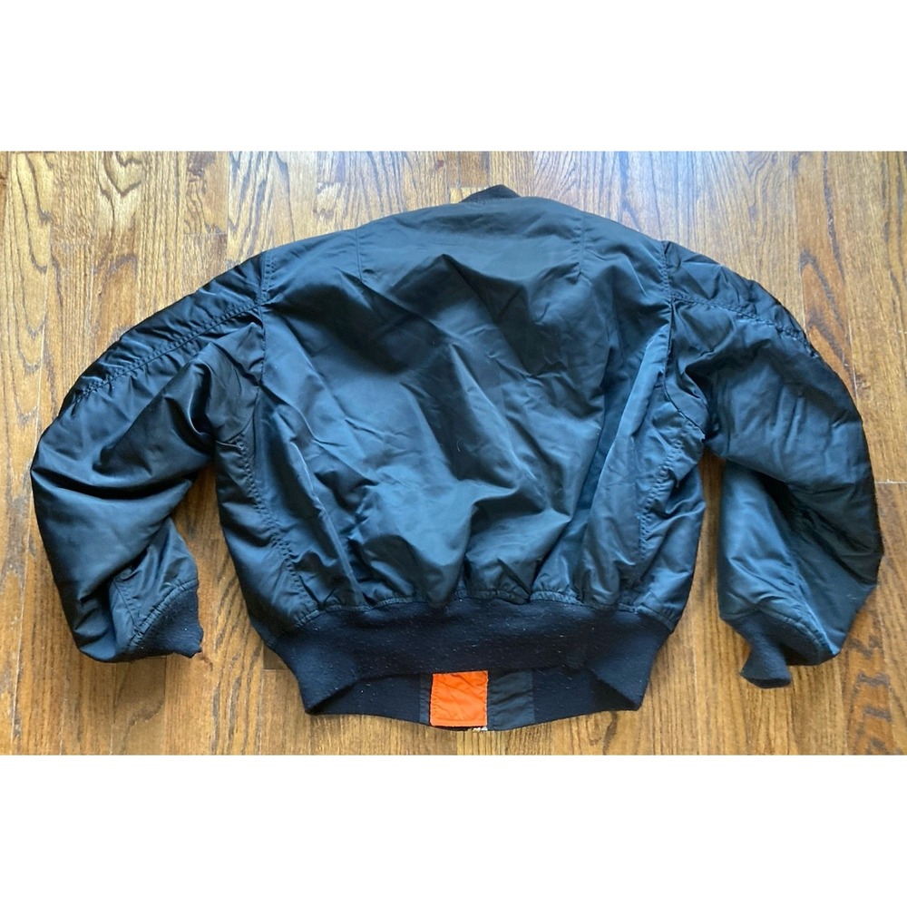 Vintage Alpha Industries MA-1 Flyers Jacket Mens XL Black Reversible Bomber USA - Picture 8 of 10
